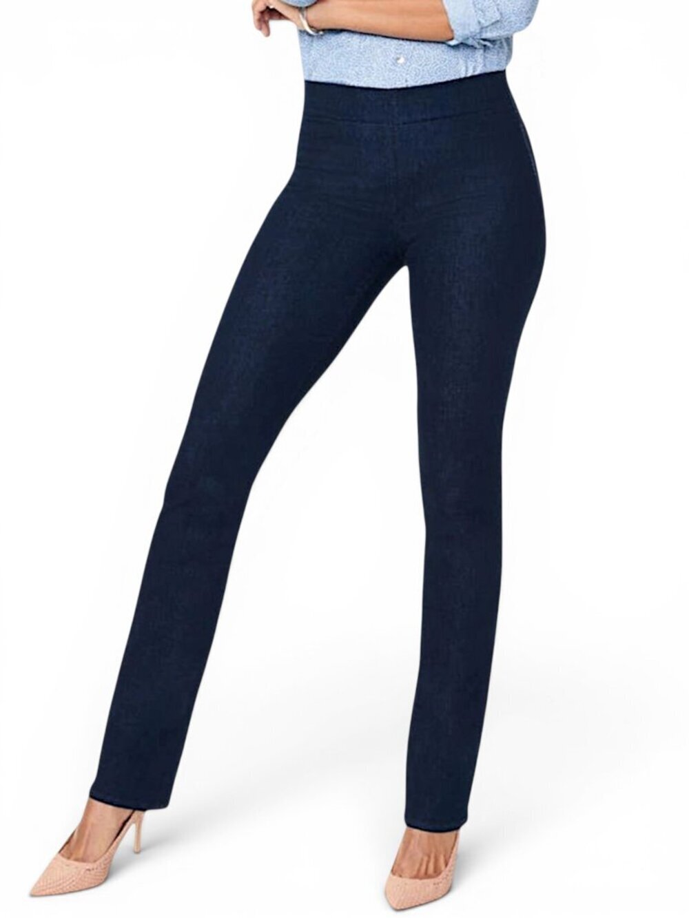 NYDJ Pull On Marilyn Straight Leg Stretch Jeans in Rinse Dark Wash New NWT 8